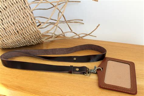 leather id holder with lanyard